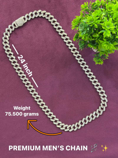 925 Silver AAA Premium Imported Studed Cuban Chain