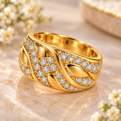 22K Elegant Engagement Band Ring