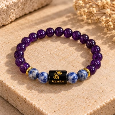 Gemstone AQUARIUS / कुंभ Rashi Bracelet