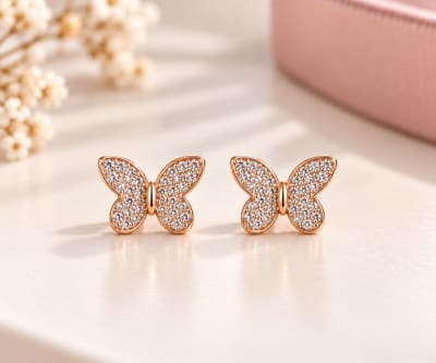 Rose Gold Butterfly Studs