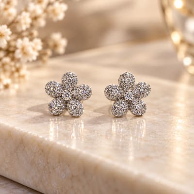 Floral Sparkle Stud Earrings