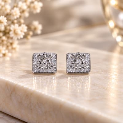 Gift Bow Sparkle Stud Earrings