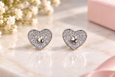 Star Heart Stud Earrings