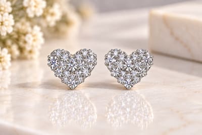 Sparkle Heart Stud Earrings