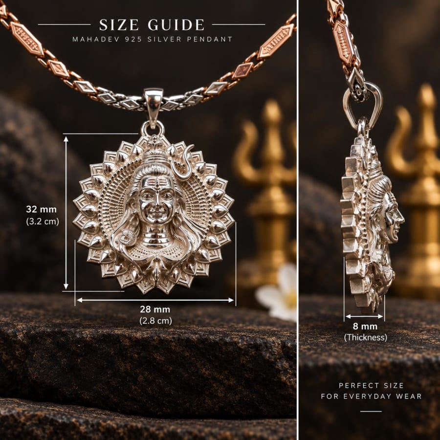 Mahadev 925 Silver 3D Pendant