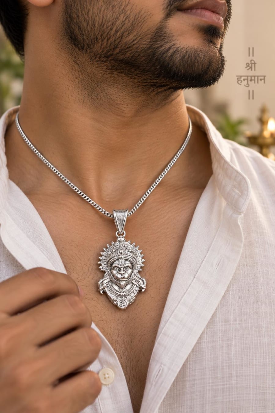 Sri Hanuman 925 Silver 3D Pendant