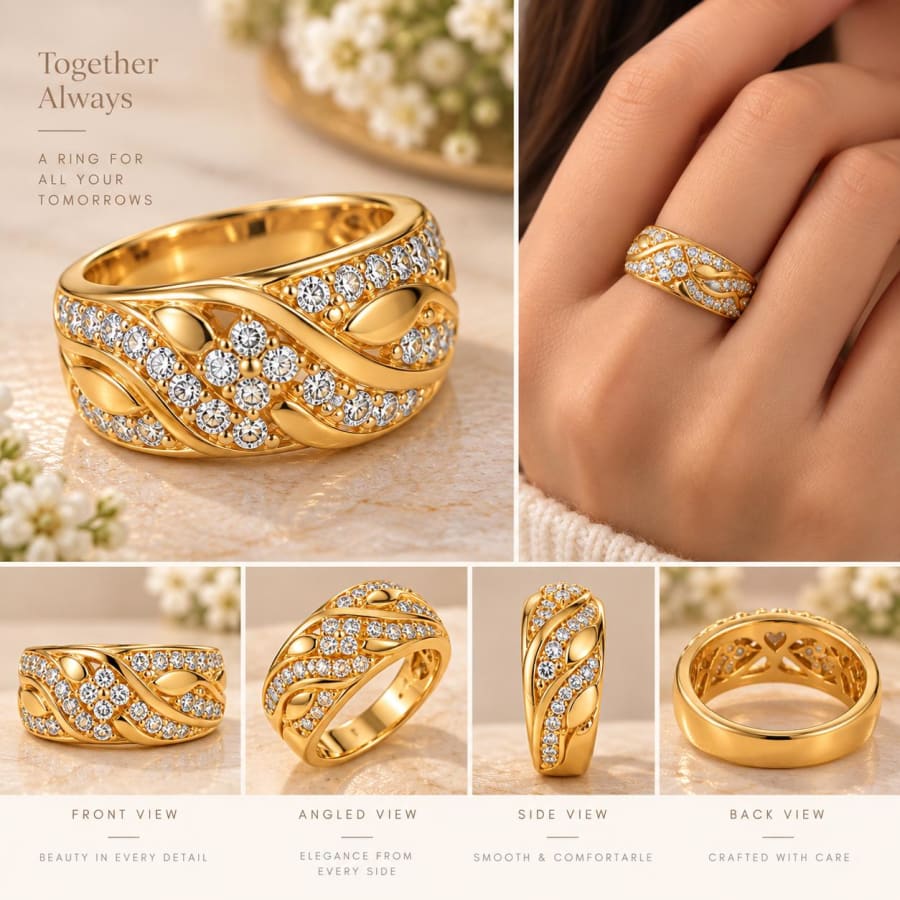 22K Elegant Engagement Band Ring