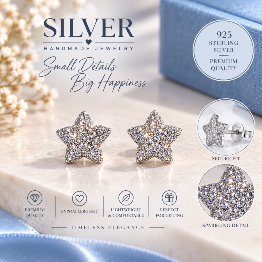 Elegant 925 silver dolphin studs with rose-gold plating and sparkling pavé stones. A playful, graceful design perfect fo