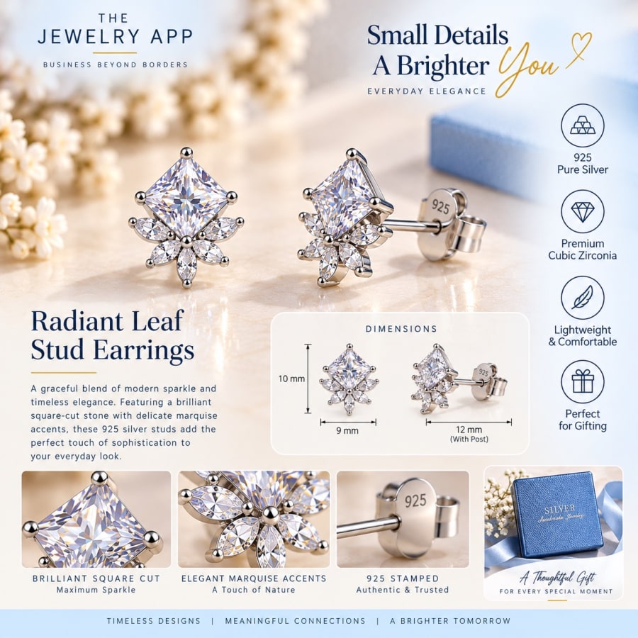 Radiant Leaf Stud Earrings