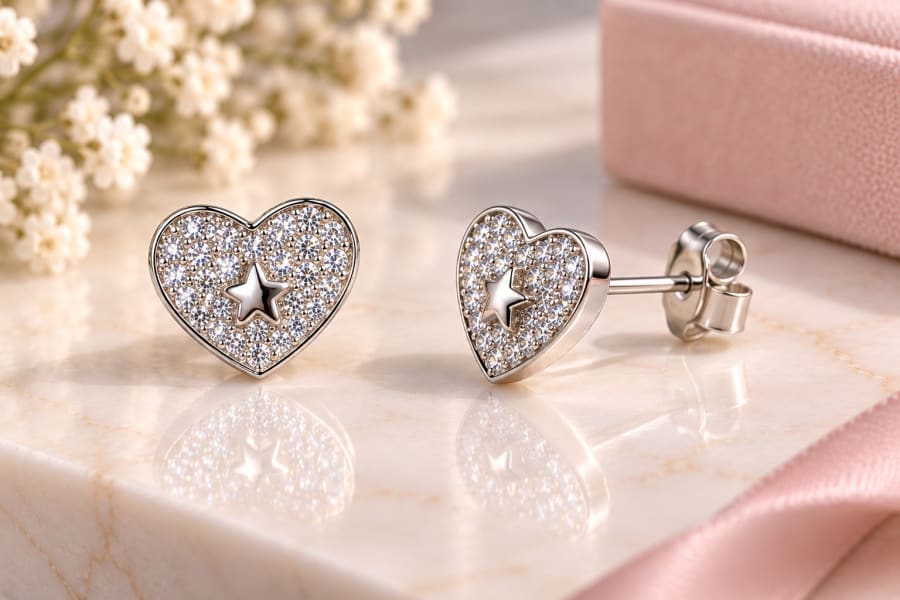 Star Heart Stud Earrings