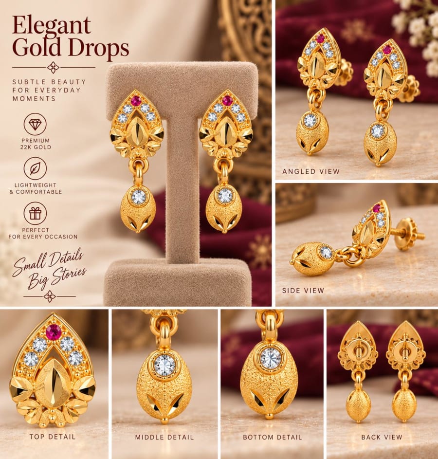 22K Elegant Gold Drops