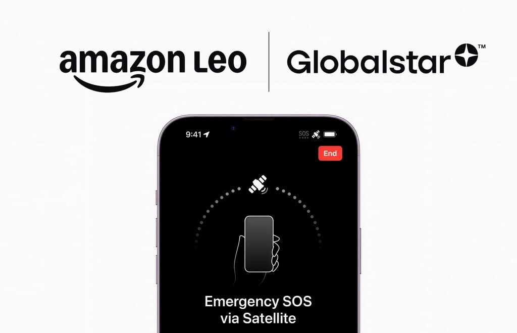 Representación artística de la constelación satelital LEO de Amazon orbitando la Tierra, con líneas de conexión a dispositivos terrestres.