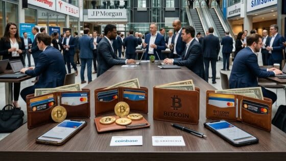 Un gráfico de barras ascendente mostrando un gran volumen de Bitcoin, con un fondo corporativo moderno.