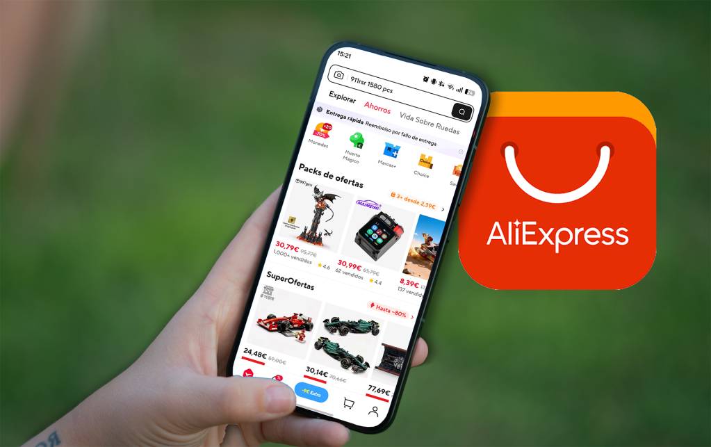 Una persona mirando su smartphone con una expresión de alivio, rodeada de notificaciones digitales abstractas y estilizadas.