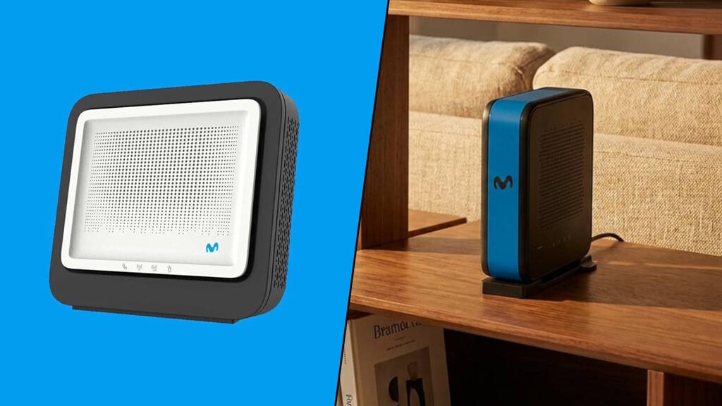 Comparativa de routers Movistar Smart WiFi 6 y Smart WiFi 7, destacando sus antenas y puertos.