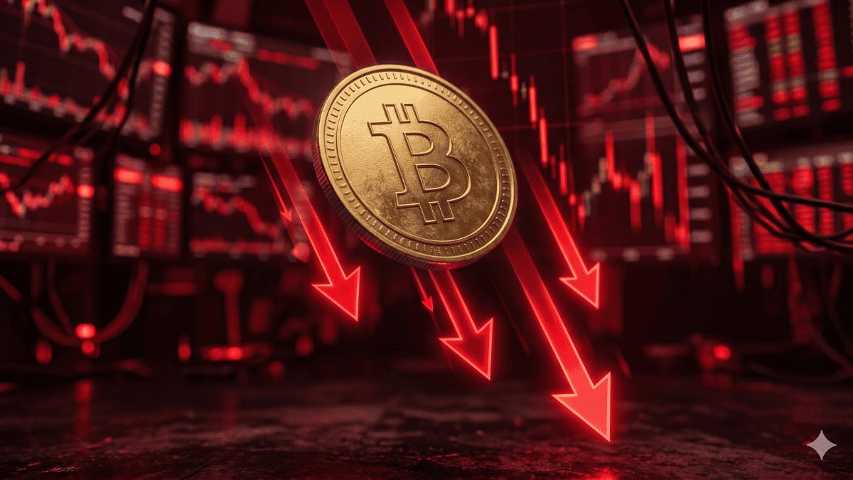 Gráfico abstracto que representa datos de blockchain y un rango de precios de Bitcoin ascendente y descendente.