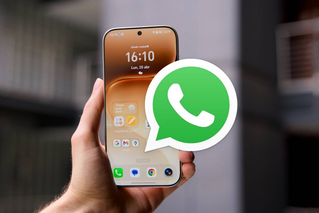 Interfaz de un smartphone mostrando la funcionalidad de mensajes de voz de WhatsApp con un diseño futurista y minimalista.
