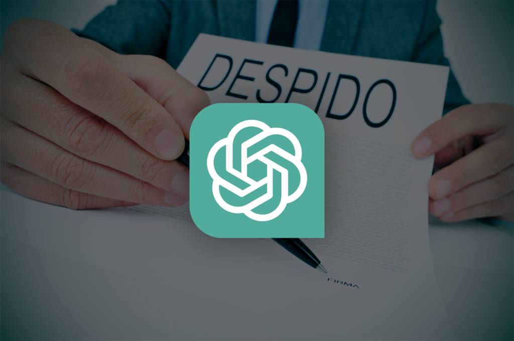 Una representación abstracta de la inteligencia artificial interactuando con gráficos empresariales y siluetas de personas, simbolizando la integración y el futuro del trabajo.