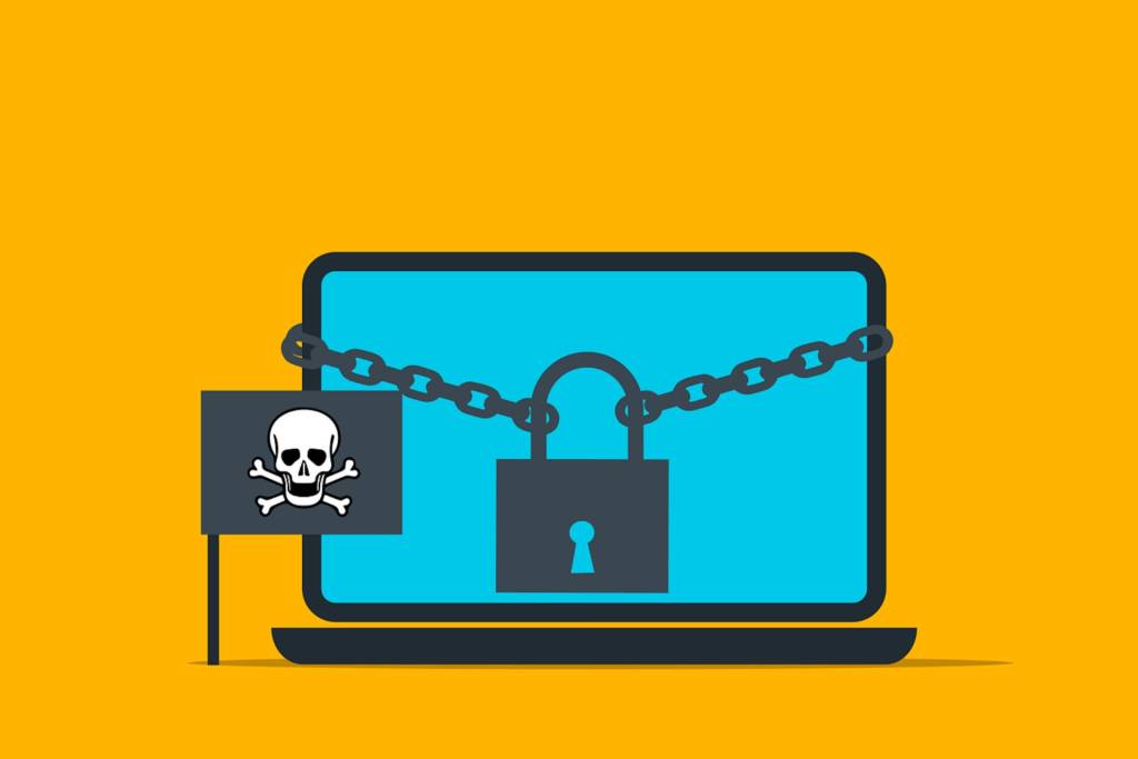 Ilustración conceptual de un circuito digital invadido por código abstracto de IA, representando un ataque de ransomware.