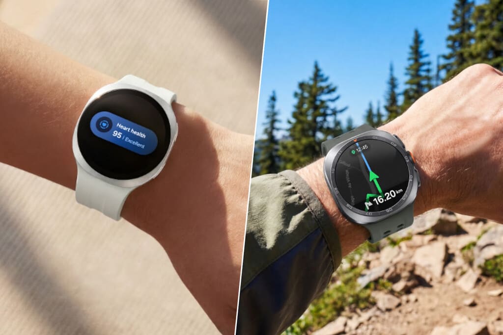 Samsung Galaxy Watch 9 y Ultra 2 en primer plano, mostrando sus pantallas brillantes y diseño moderno.