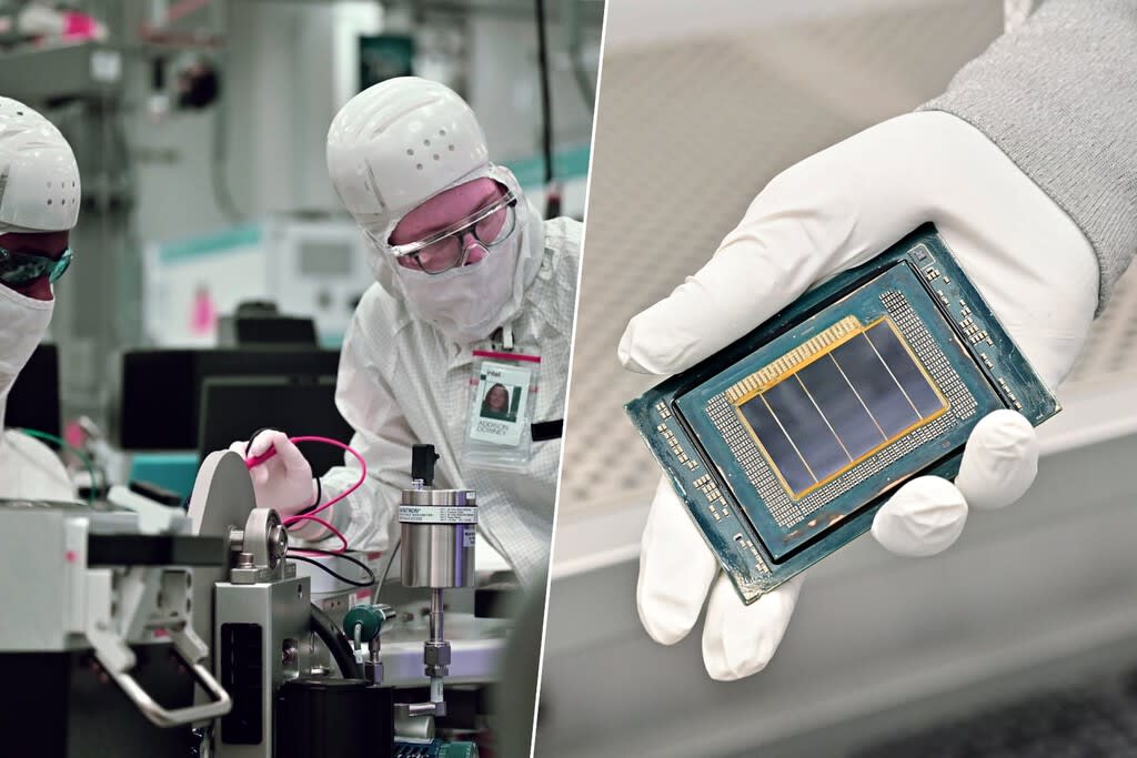 Una fábrica de semiconductores de alta tecnología con enfoque en la producción de chips avanzados.
