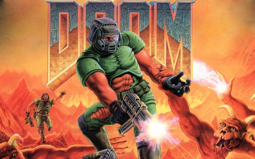 Ingeniero ejecutando el videojuego Doom dentro de la interfaz de Microsoft Paint en un ordenador.