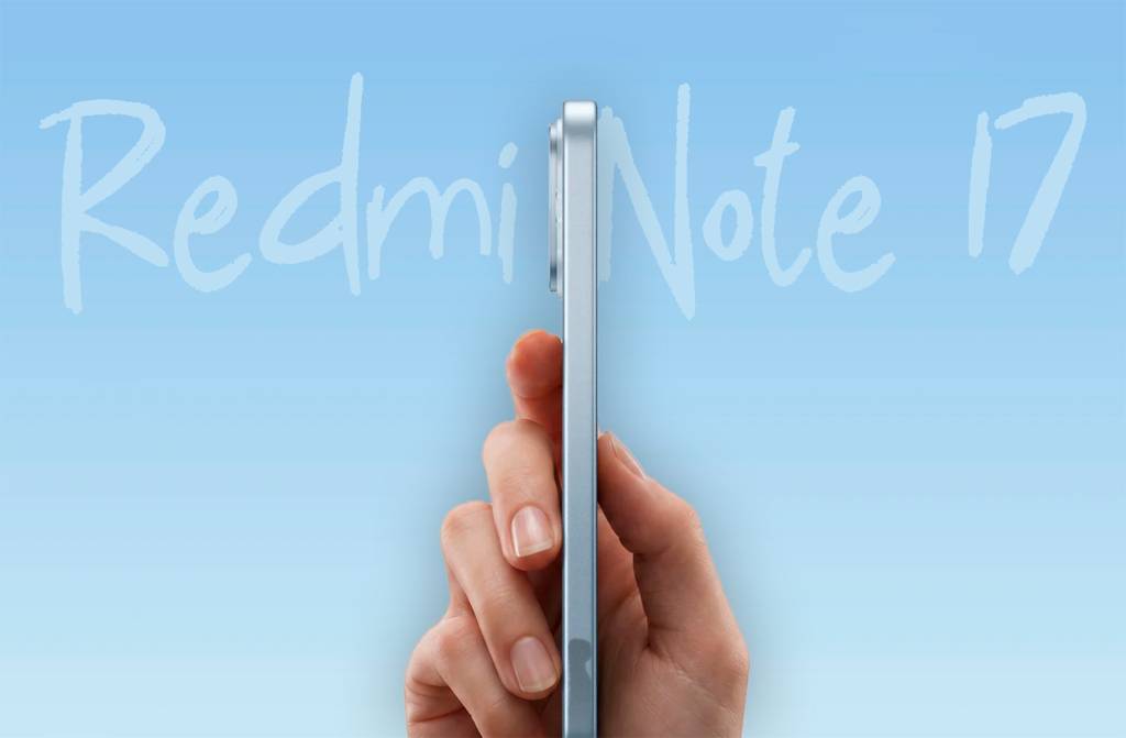 Smartphone Xiaomi Redmi Note 17 en un fondo abstracto de tecnología