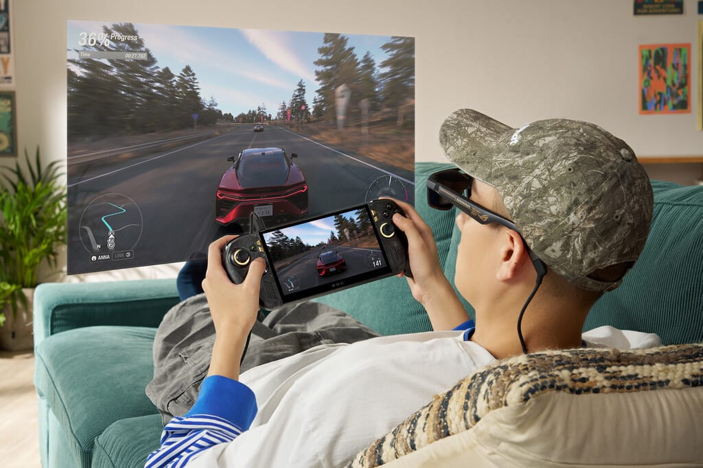 ASUS ROG Xbox Ally X20 console displaying a vibrant game screen