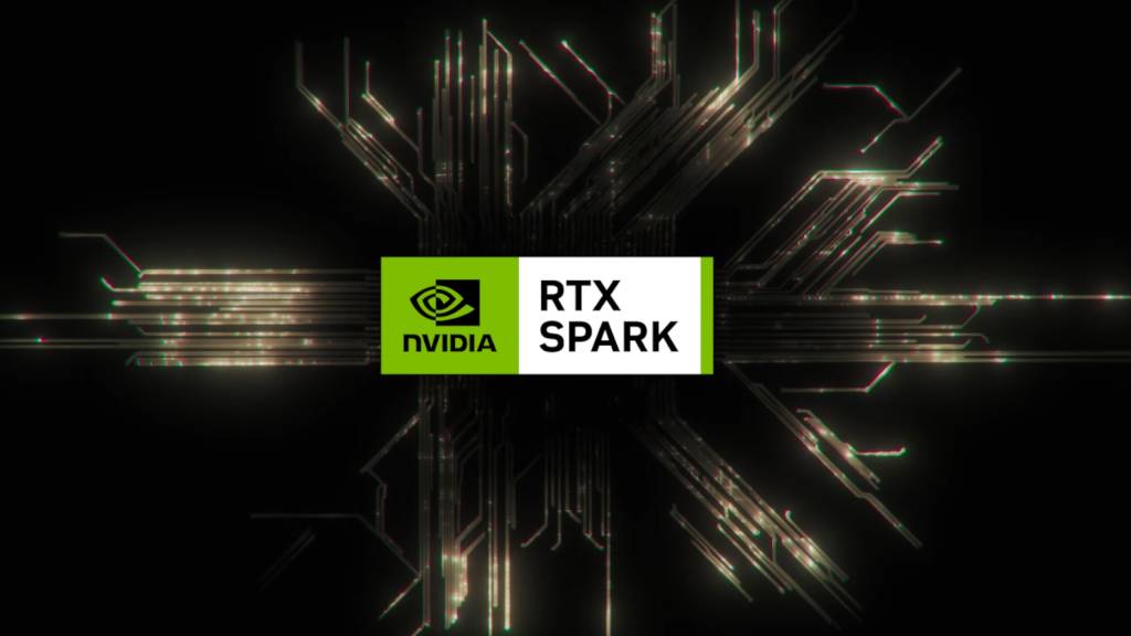 NVIDIA RTX Spark chip showing complex circuitry and glowing lights, representing AI and gaming power.