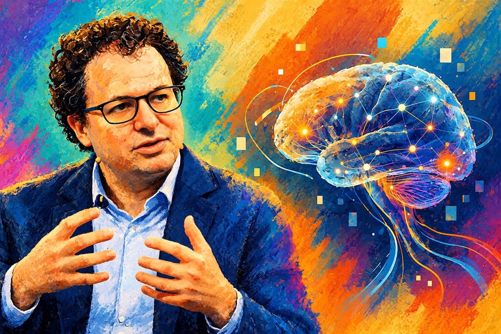 Un diagrama abstracto que representa una red neuronal interconectándose con símbolos de código binario y un globo terráqueo en el centro, transmitiendo la idea de control y alcance global de la IA.