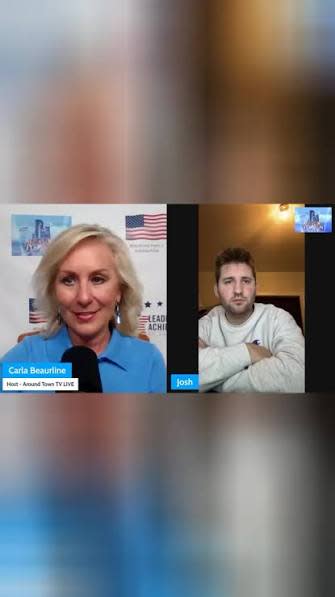 Remote interview screenshot from Josh Liljenquist’s Around Town TV LIVE appearance with the program host.