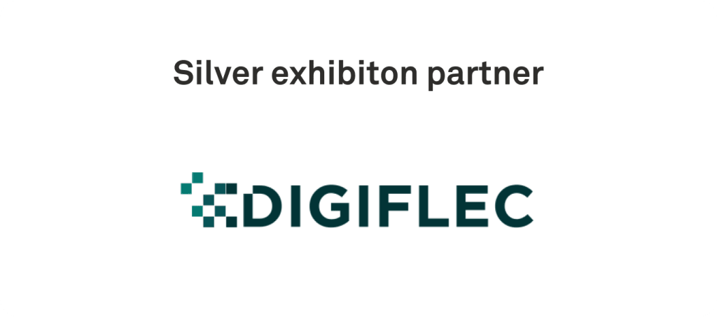 Logo of "DIGIFLEC" with the text "Silver exhibition partner" above it on a white background.