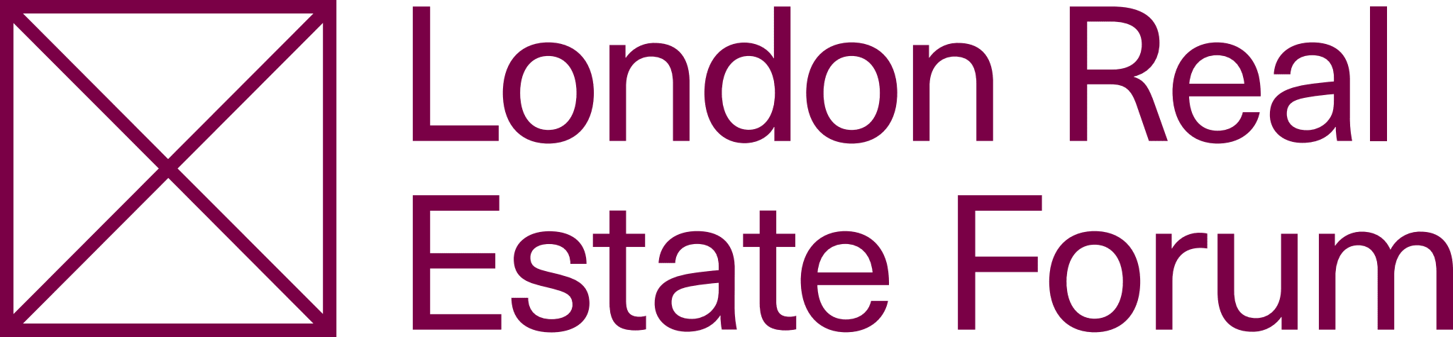 Logo reading "London Real Estate Forum" in maroon text with a square outline on the left side.