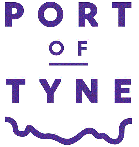 Text reads "Port of Tyne" with a wavy line below, all in purple.