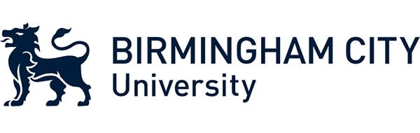 Logo of Birmingham City University featuring a stylized lion next to the text "Birmingham City University.