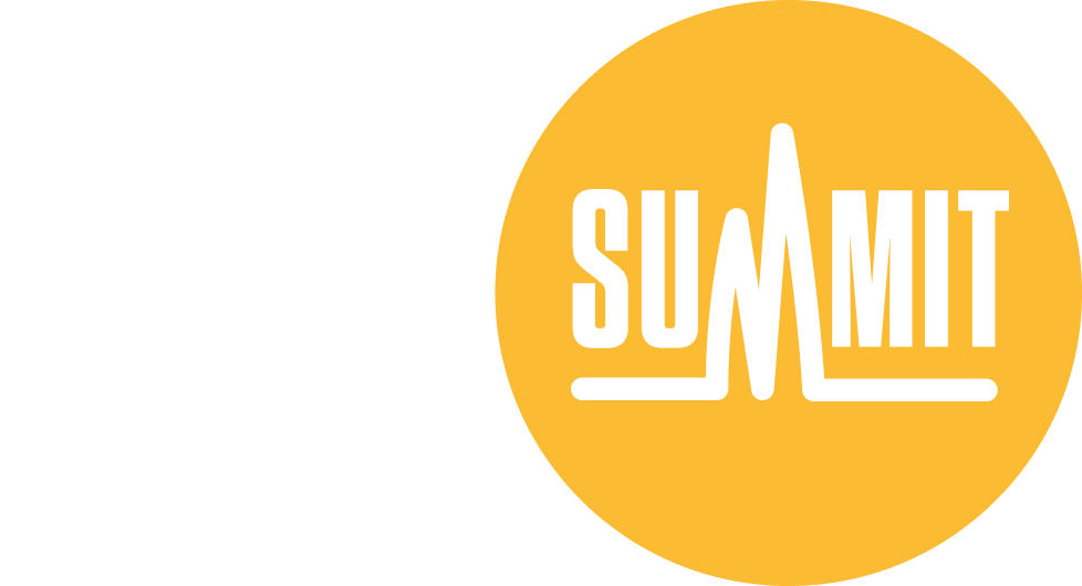 Logo with the text "Connected Places" on the left and "SUMMIT" inside a yellow circle on the right, where the letter "I" is stylized as a pulse line.