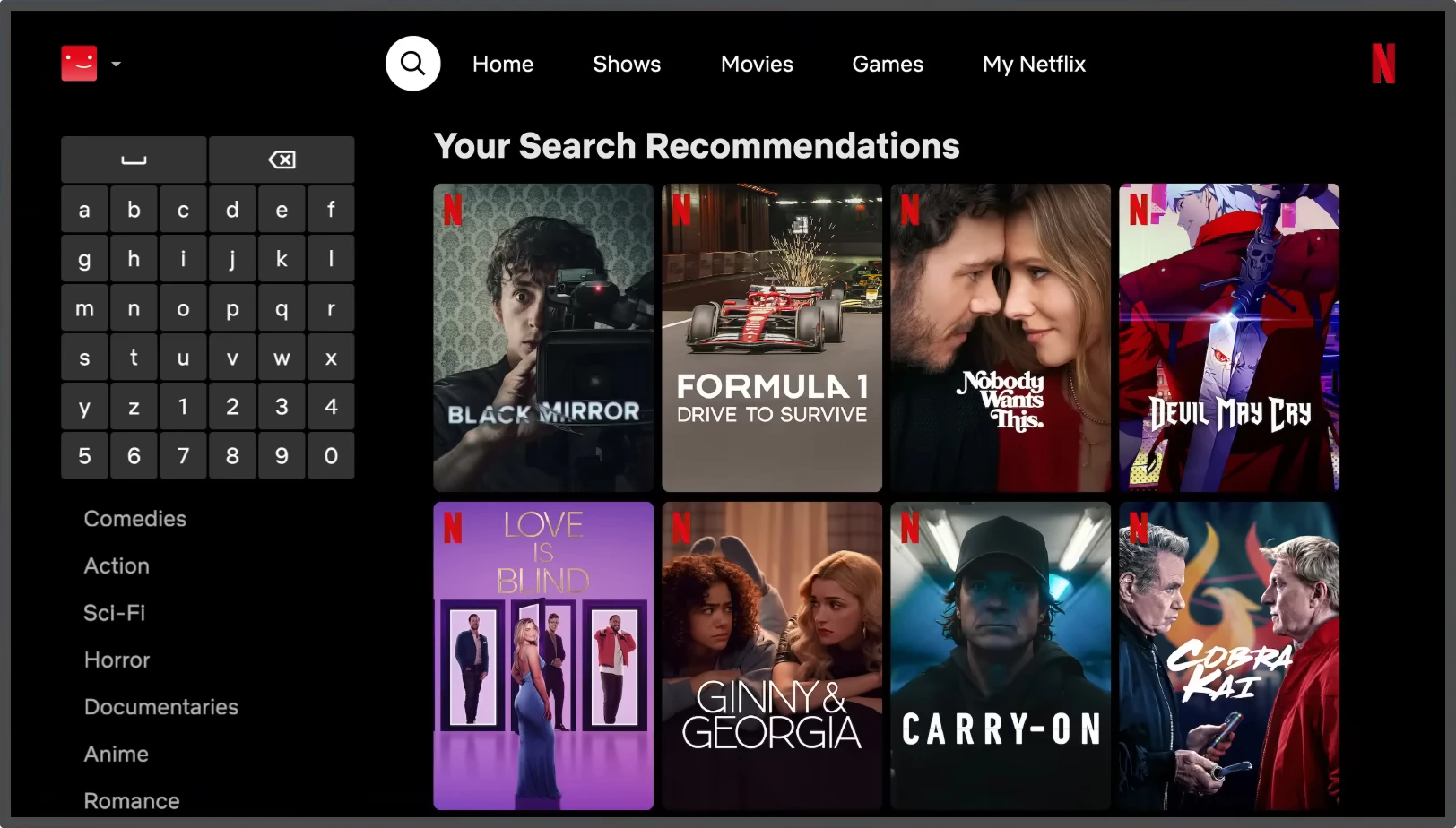 Screenshot of old cluttered streaming interface