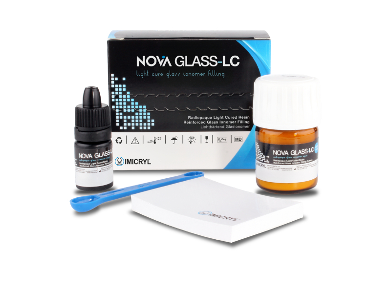 NOVA GLASS LC CAPSULE FORM 15g / 6.8ml  GLASS IONOMER LIGHT CURE RESIN REINFORCED FIL. CEMENT NLC02