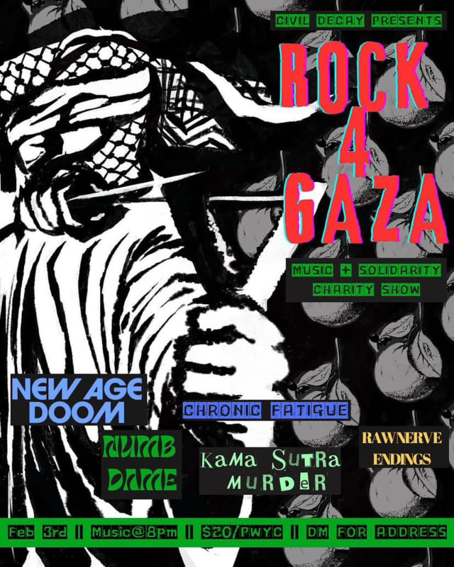 Poster — Rock4Gaza at The Spot — Feb 3