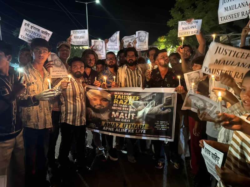 मकराना में तोशिब रजा हत्याकांड के खिलाफ केंडल मार्च निकला