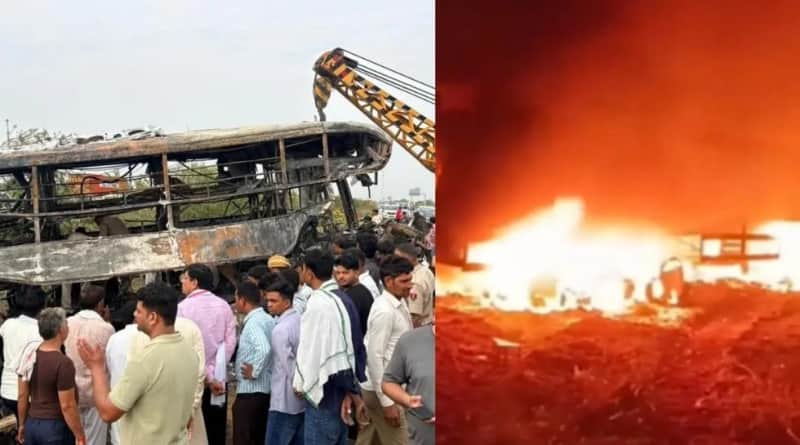 दौसा एक्सप्रेसवे बस हादसा: ट्रेलर टक्कर, आग में सात लोगों की मौत