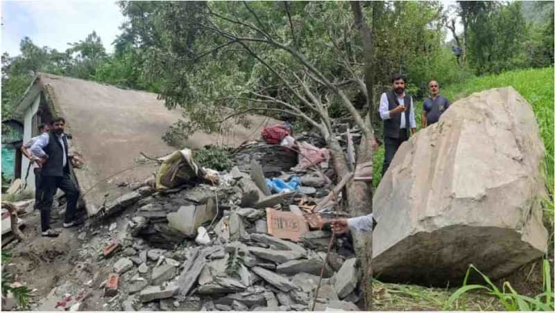 चंबा में घर पर गिरा 10 टन पत्थर, बड़ा हादसा टला बाल-बाल