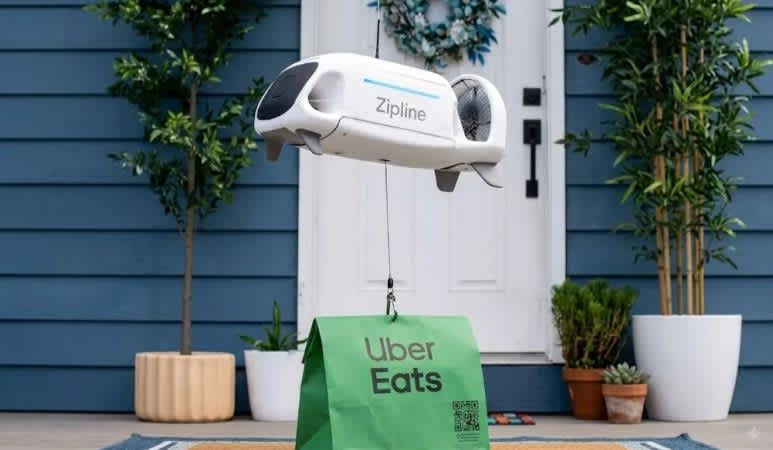Uber Eats और Zipline ड्रोन से 10 मिनट में खाना पहुंचाएंगे