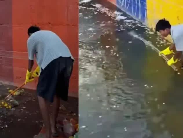 आठ महीने की मेहनत पर फिरा पानी, अजनार नदी की सफाई में जुटे बिट्टू तबाही