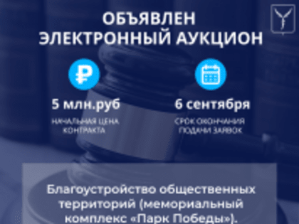 Электронный аукцион на благоустройство Парк Победы