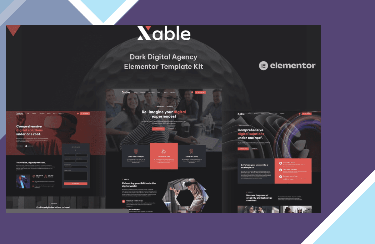 Xable – Dark Digital Agency Elementor Pro Template Kit screenshot
