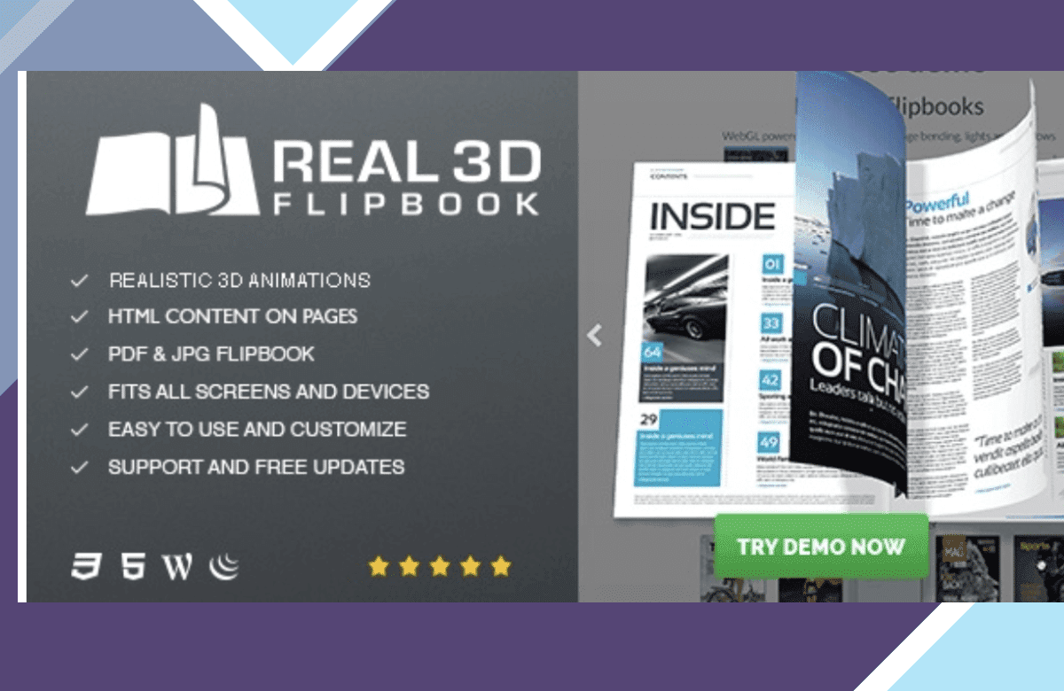 Real3D FlipBook WordPress Plugin + Addons screenshot