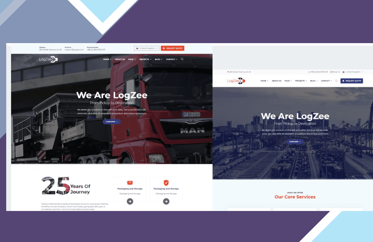 Logzee – Logistics Cargo WordPress Theme screenshot
