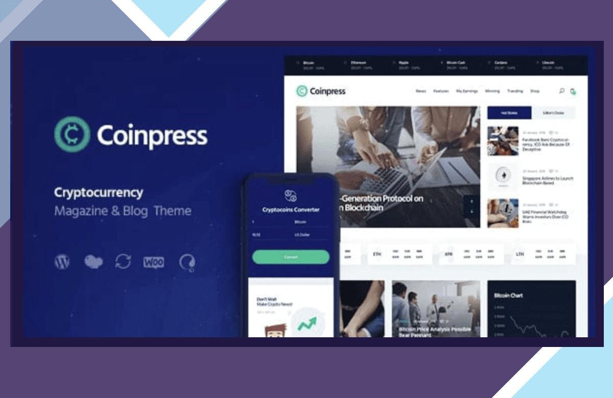 Coinpress – ICO Cryptocurrency Magazine and Blog WordPress Theme screenshot
