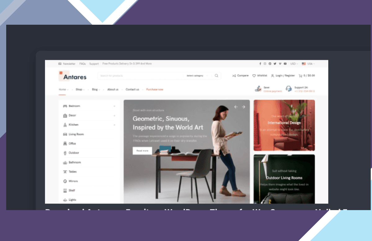 Antares – Furniture WordPress Theme for WooCommerce screenshot